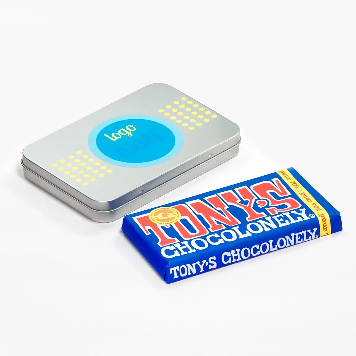 Aluminium cadeaublik met Tony's Chocolonely reep - groot